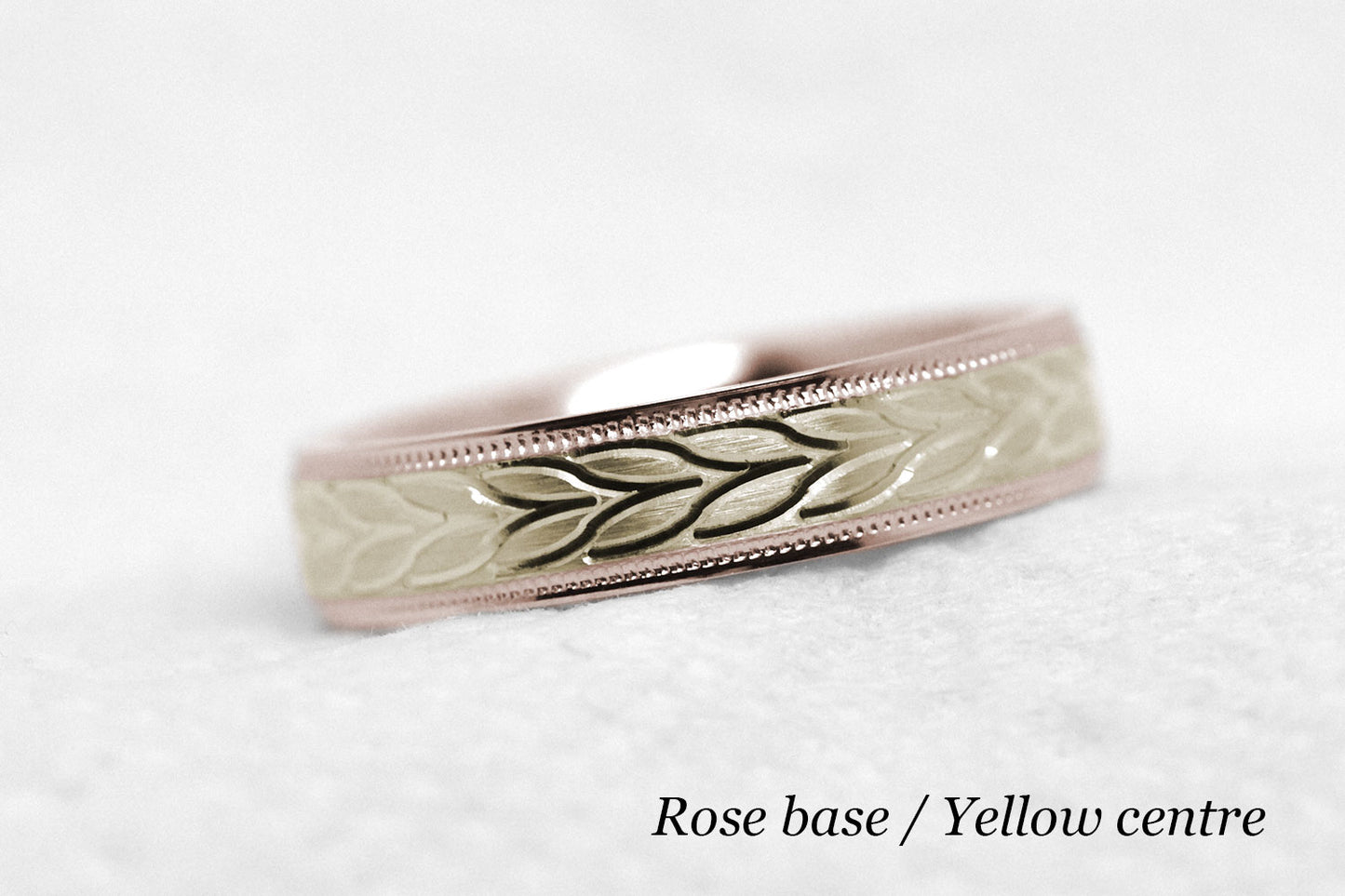 4mm Gold Wedding Band with Leafy Design for Men and Women | AT-6785