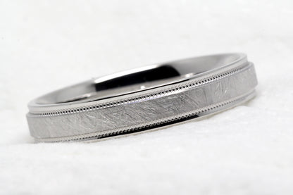 4mm 925 Silver Ice Finish Wedding Band for Men and Women with Milgrain | AT-6786