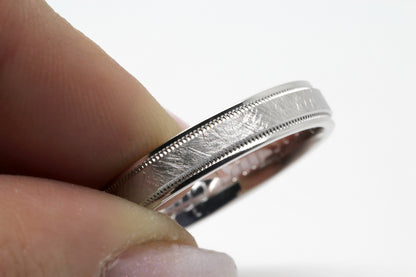 4mm 925 Silver Ice Finish Wedding Band for Men and Women with Milgrain | AT-6786