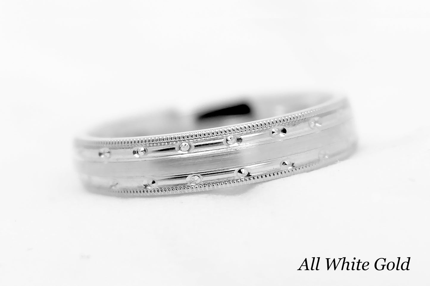 4mm Gold Milgrain Edge and Brushed Centre  Wedding Band for Women and Men | T-7351