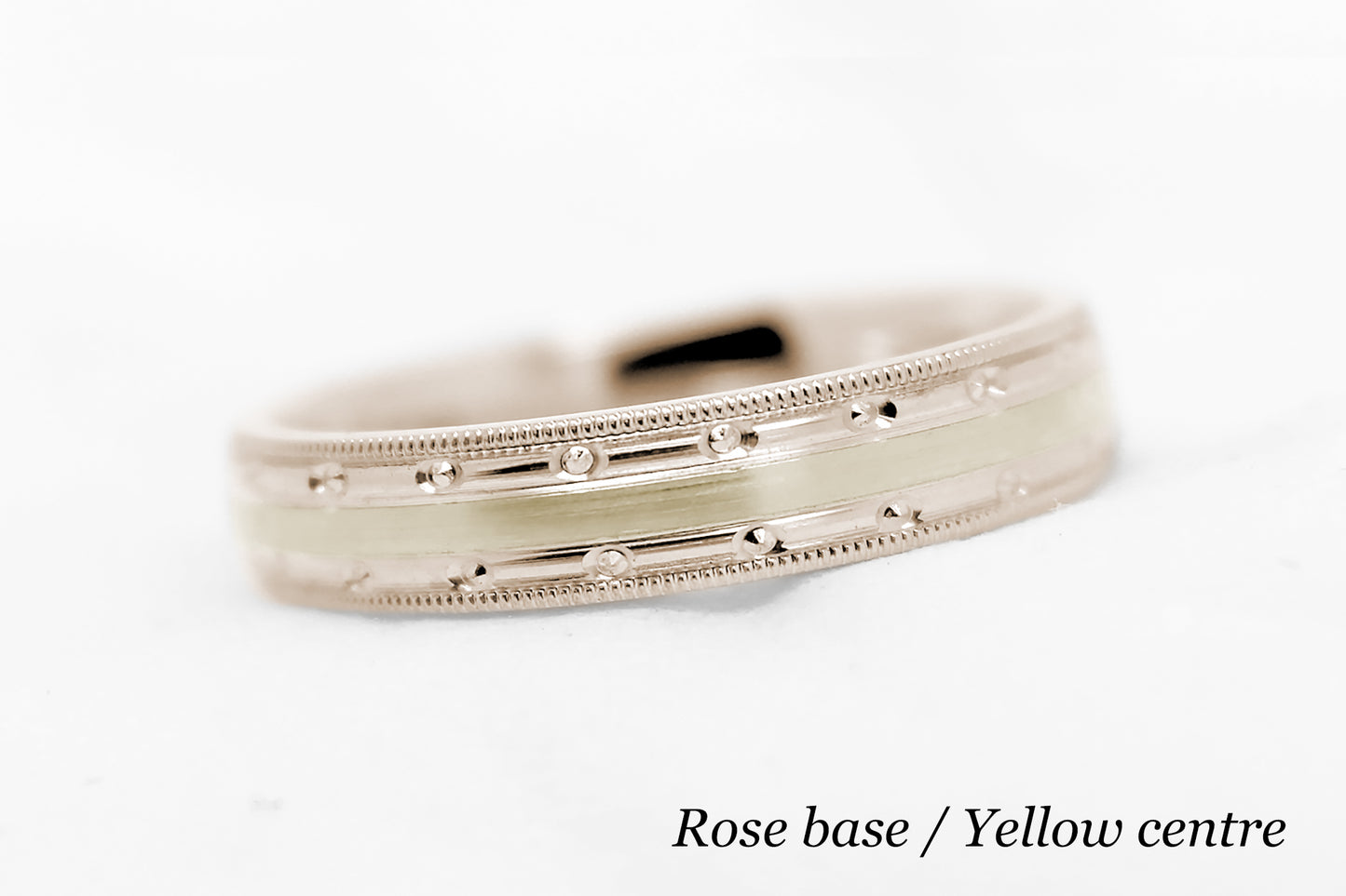 4mm Gold Milgrain Edge and Brushed Centre  Wedding Band for Women and Men | T-7351