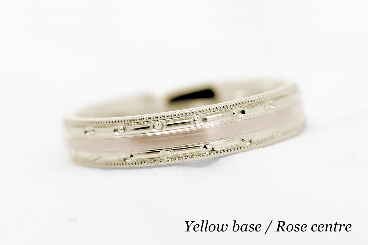 4mm Gold Milgrain Edge and Brushed Centre  Wedding Band for Women and Men | T-7351