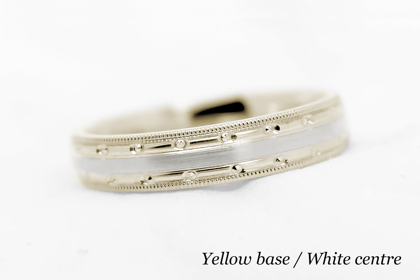4mm Gold Milgrain Edge and Brushed Centre  Wedding Band for Women and Men | T-7351