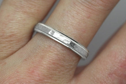 3mm Hammered Wedding Band for Men and Women in 925 Sterling Silver | AT-8008