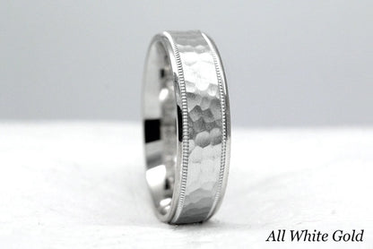 6mm Gold Classic Hammered Wedding Band for Men and Women | 8008