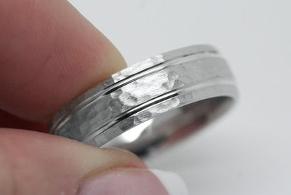 6mm 925 Silver Classic Hammered Wedding Band for Men and Women | 8061