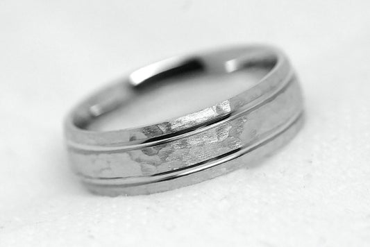 6mm 925 Silver Classic Hammered Wedding Band for Men and Women | 8061
