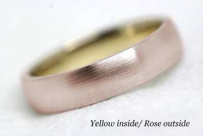 5mm Gold Classic Brushed Dome Wedding Band for Men and Women | AT-TF-0005