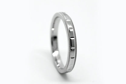 3mm 925 Sterling Silver Wedding Band for Women & Men, Milgrain & Stepped Design | T-0008