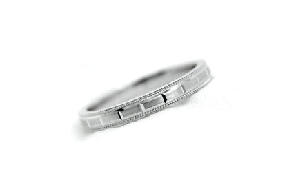 3mm Gold Wedding Band for Women and Men with Milgrain and Stepped Design