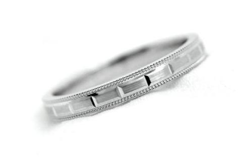 3mm 925 Sterling Silver Wedding Band for Women & Men, Milgrain & Stepped Design | T-0008